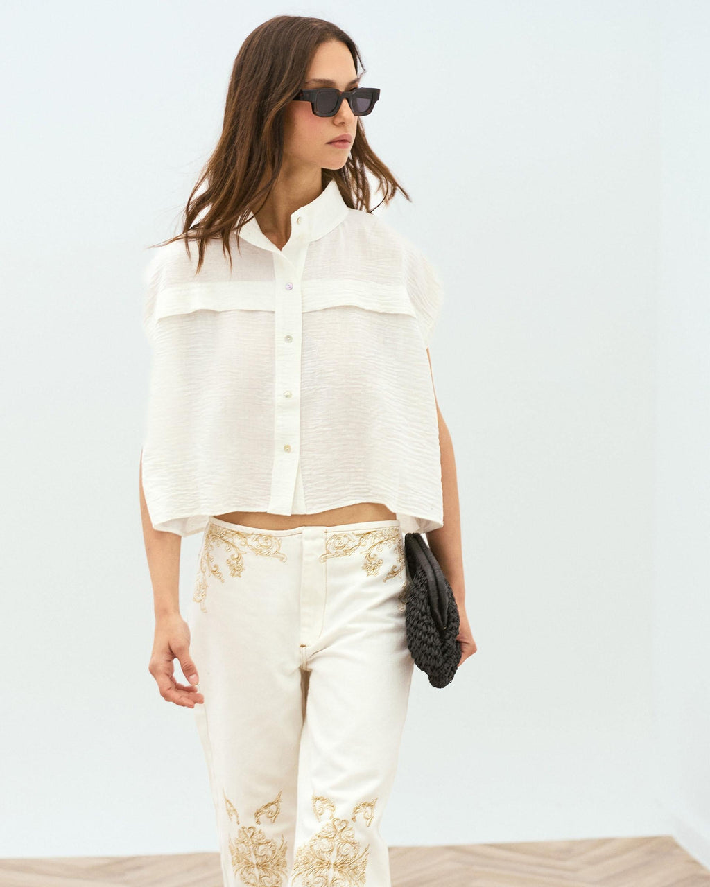Blusa Sin Mangas Hombreras Blanca