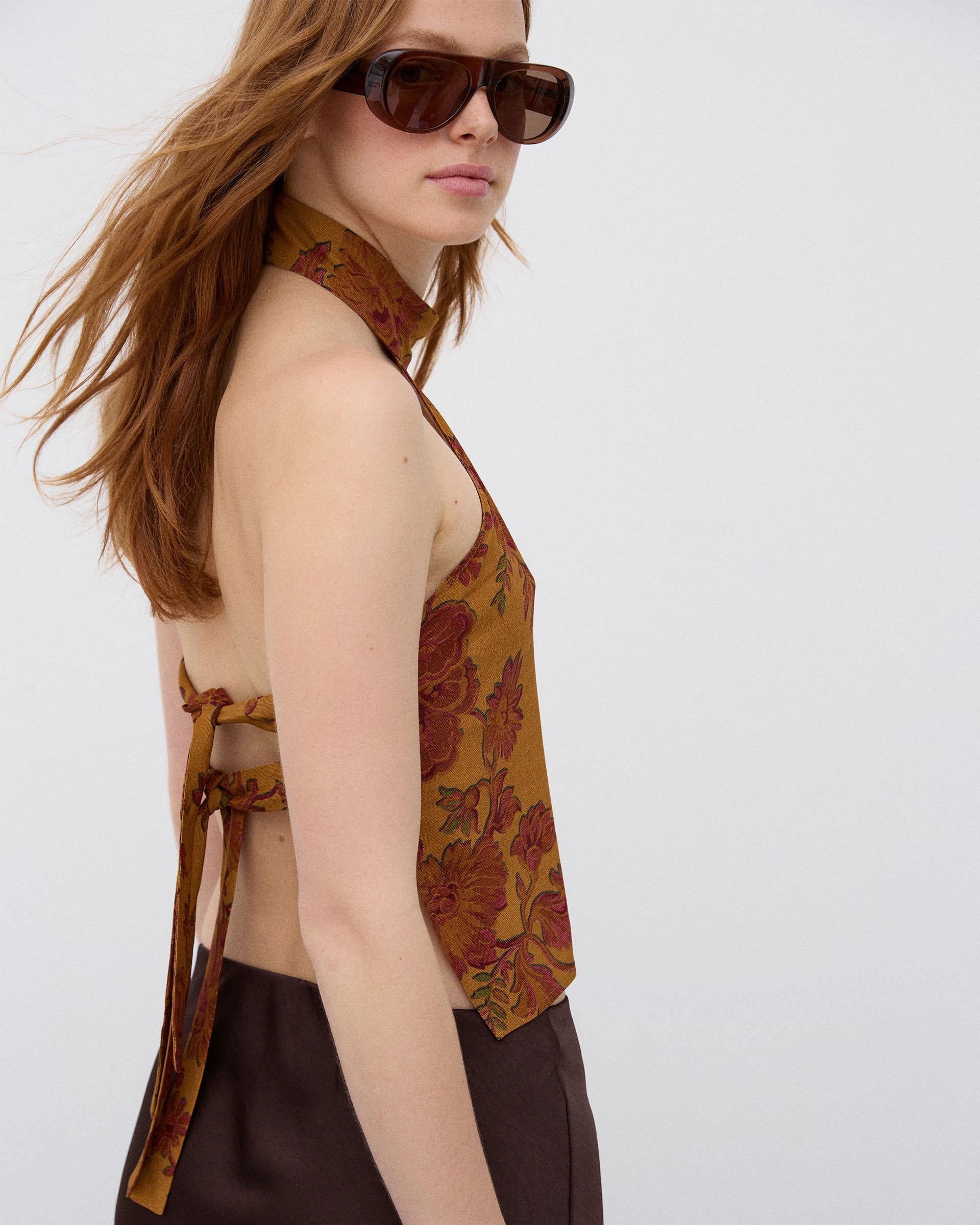 Top Estampado Floral Espalda Multicolor