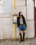 Bermudas Pinzas Azul Oscuro