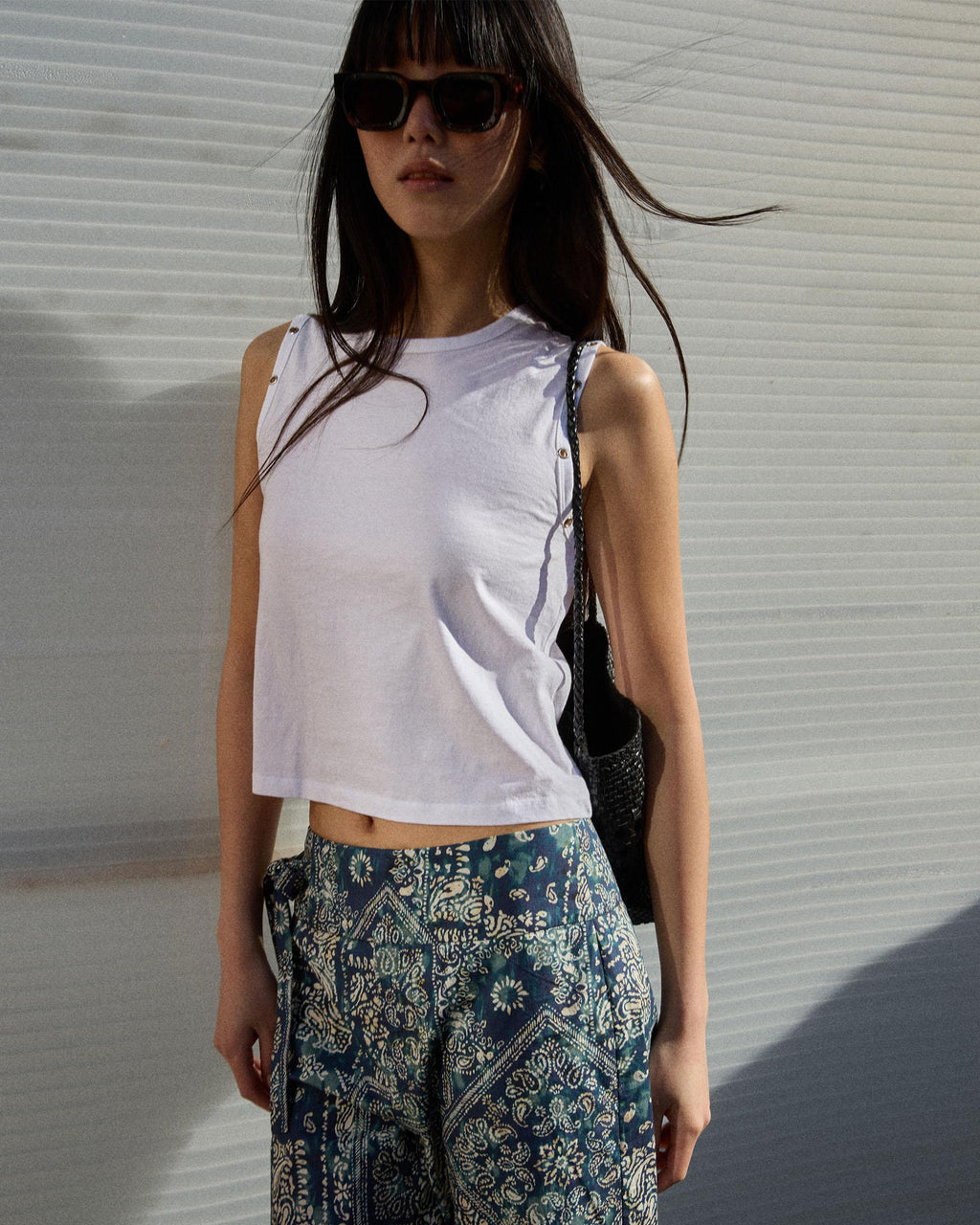 Camiseta Sin Mangas Eyelets Blanco