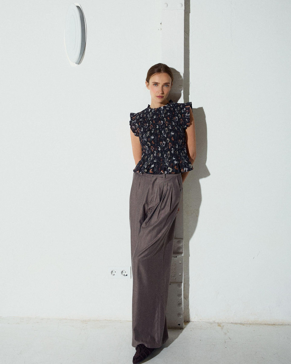 Top Nido De Abeja Estampado Floral Antracita