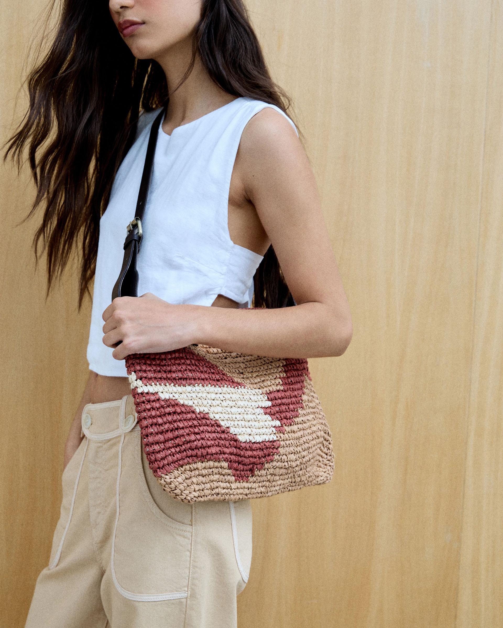 Bolso Rafia Estampado Teja