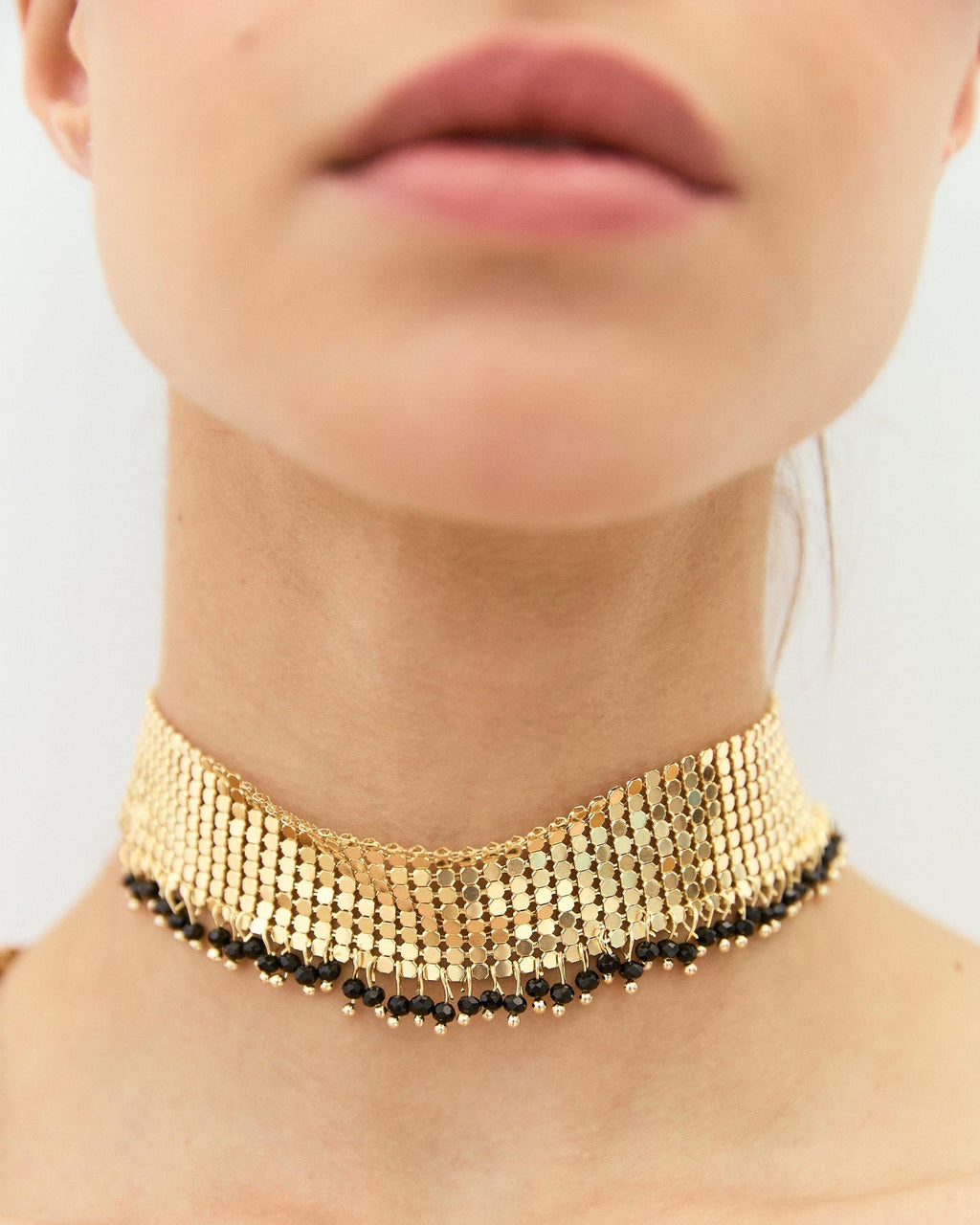 Choker Malla Bolitas Oro