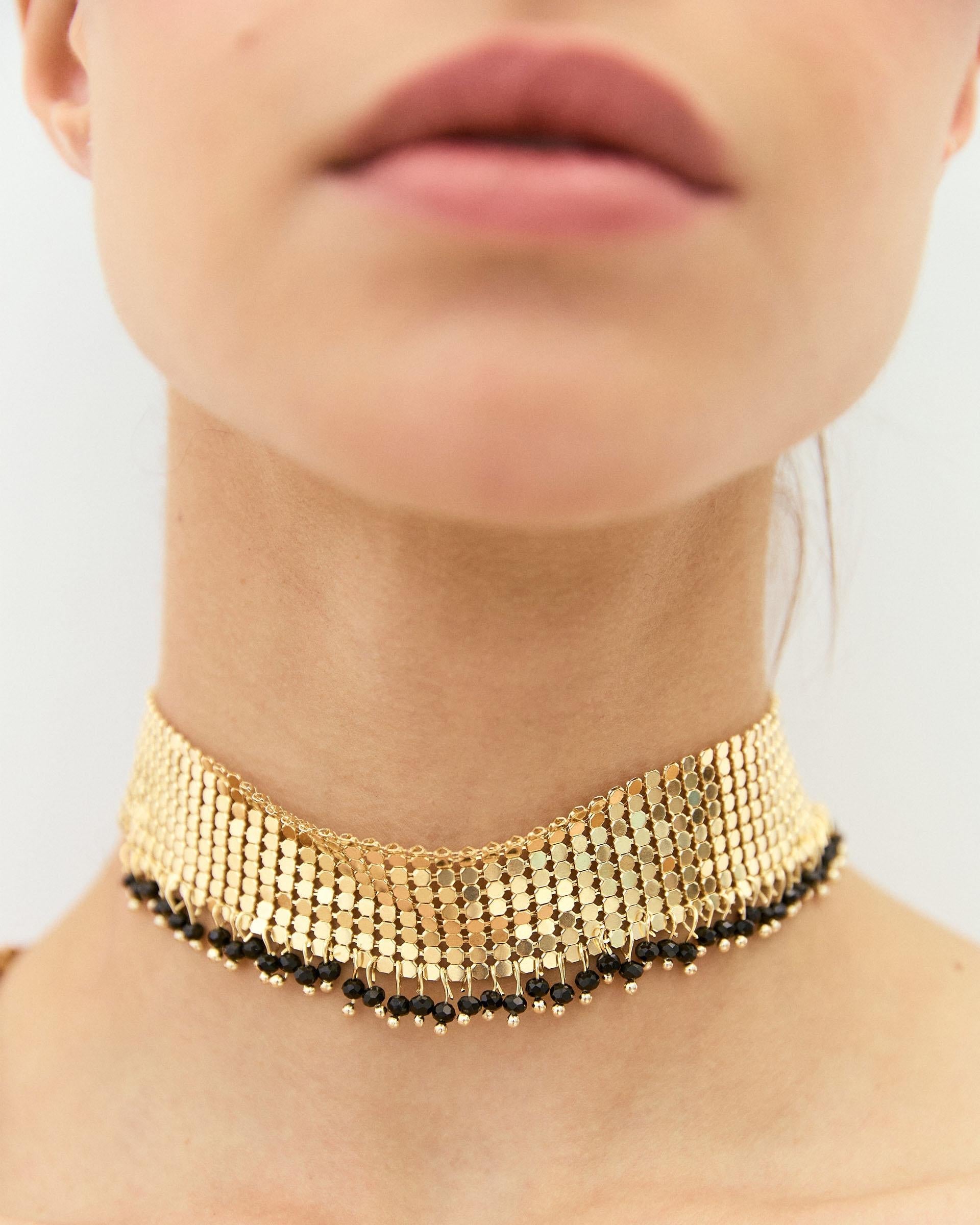 Choker Malla Bolitas Oro