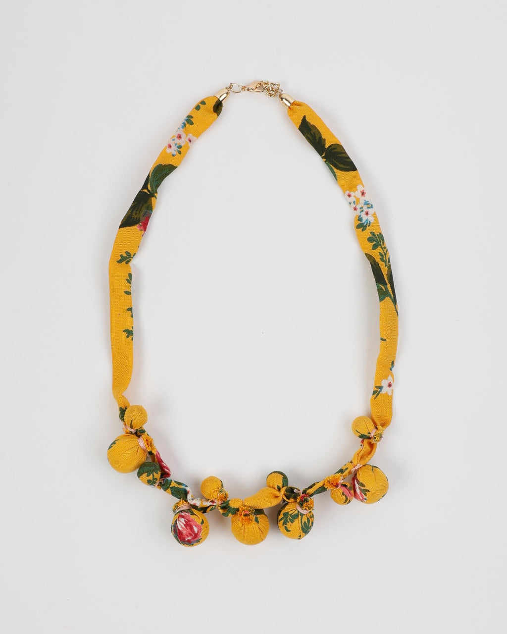 Collar Estampado Flores Bolitas Amarillo