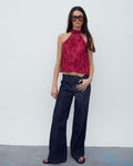 Top Halter Estampado Fucsia