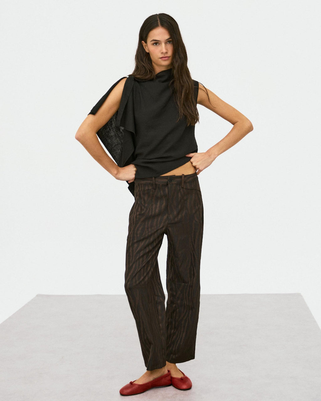 Pantalón Estampado Animal Print Marrón