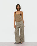Pantalón Cuadros Bolsillos Seersucker Beige