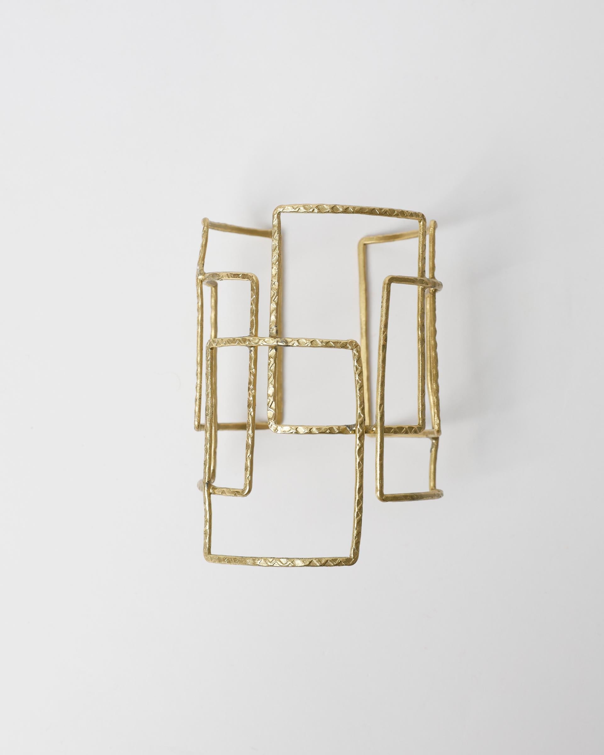 Pulsera Brazalete Rectangulos Oro