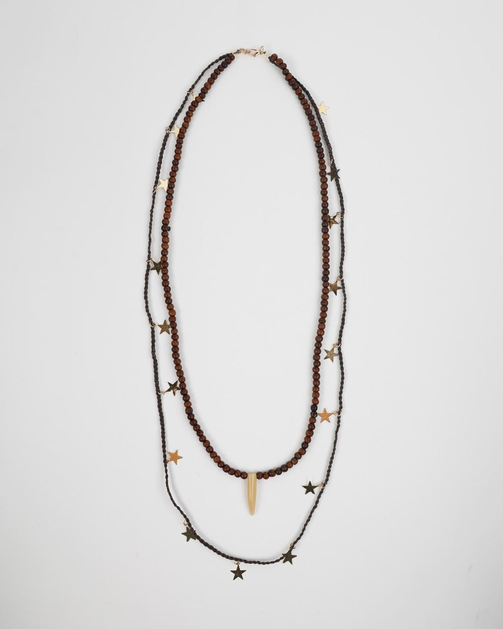 Collar Madera Estrellas Marrón
