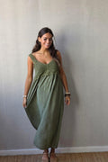 Vestido crochet caqui