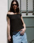 Top Punto Escote Bardot Lurex Antracita