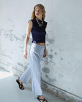 Pantalón Fluido Rayas Azul