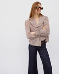 Blusa Volante Cuello Vichy Marrón