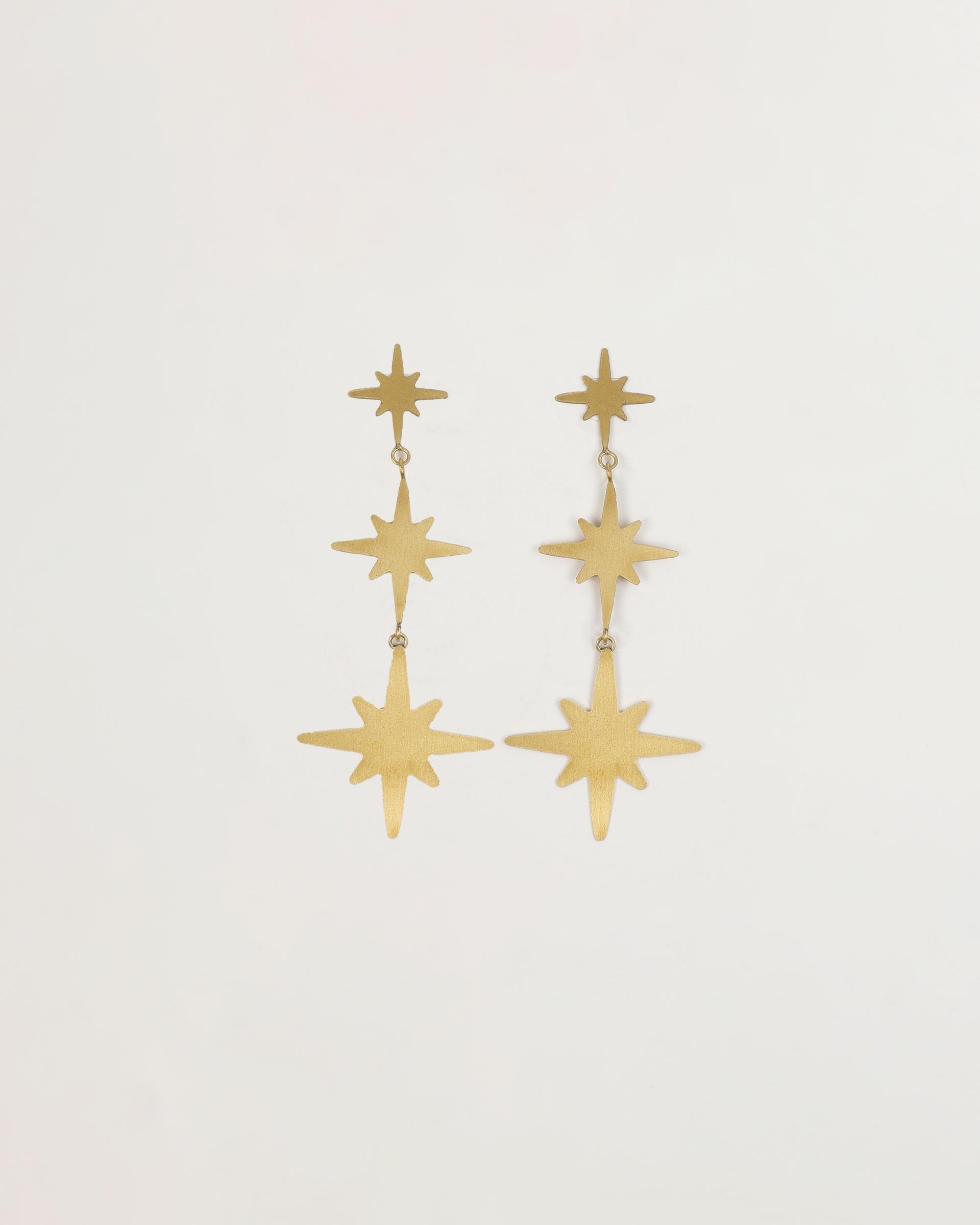 Pendientres Triple Estrella Oro