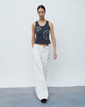 Jeans Costura Pespuntes Blanco