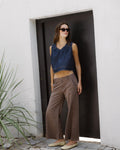 Jeans Doble Cinturilla Marrón