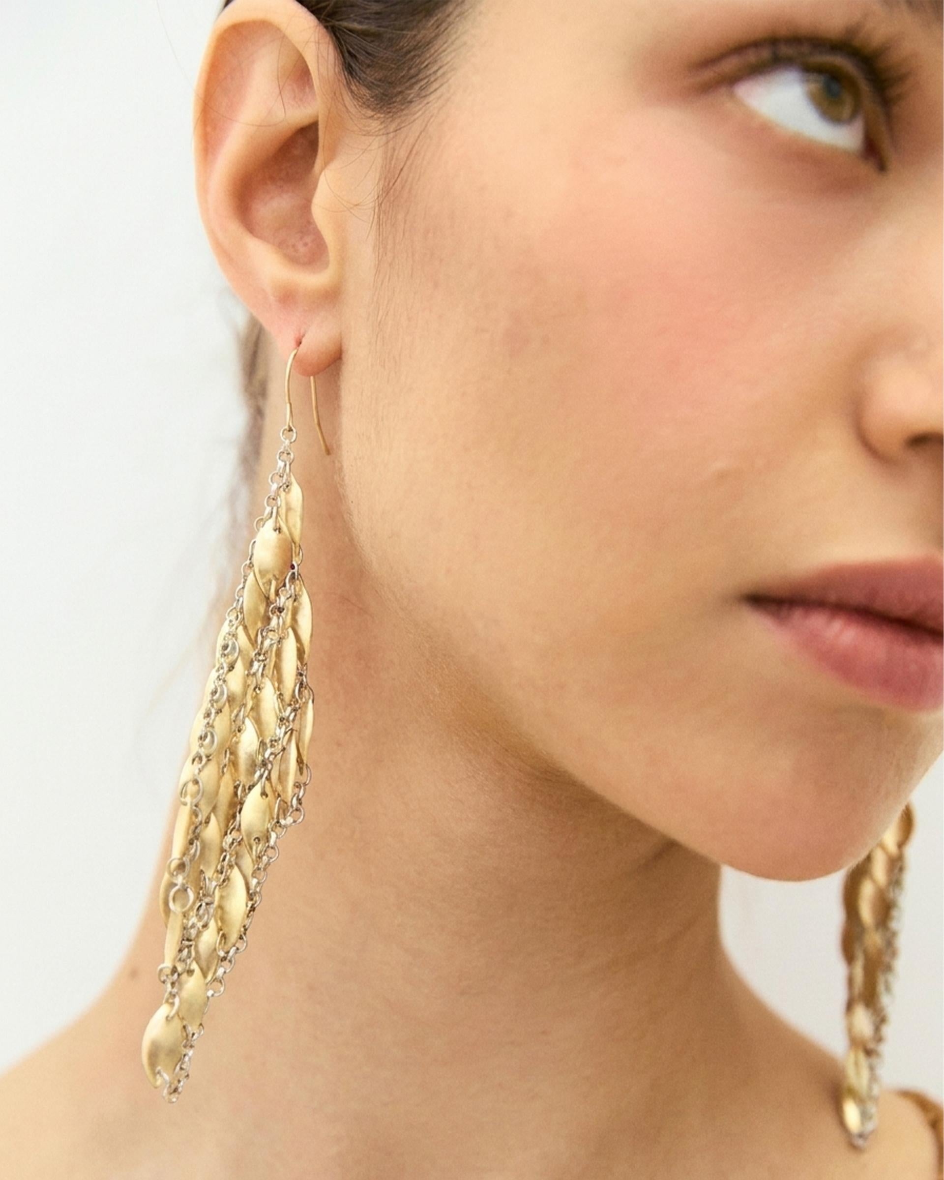 Pendientes Mezcla Malla Oro