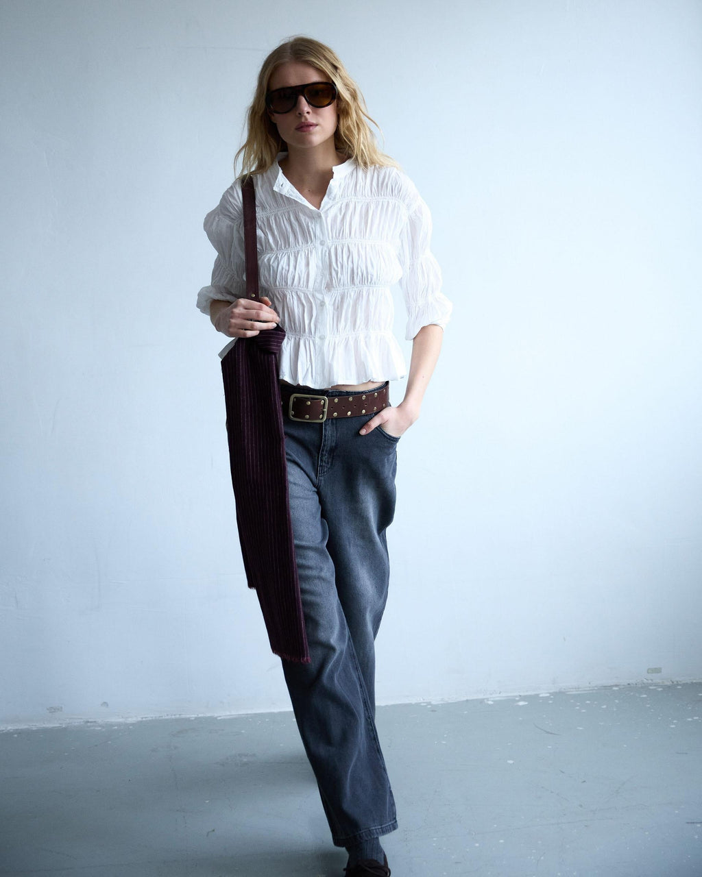 Blusa Fruncidos Blanca
