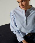 Blusa Estampado Rayas Detalle Puños Azul