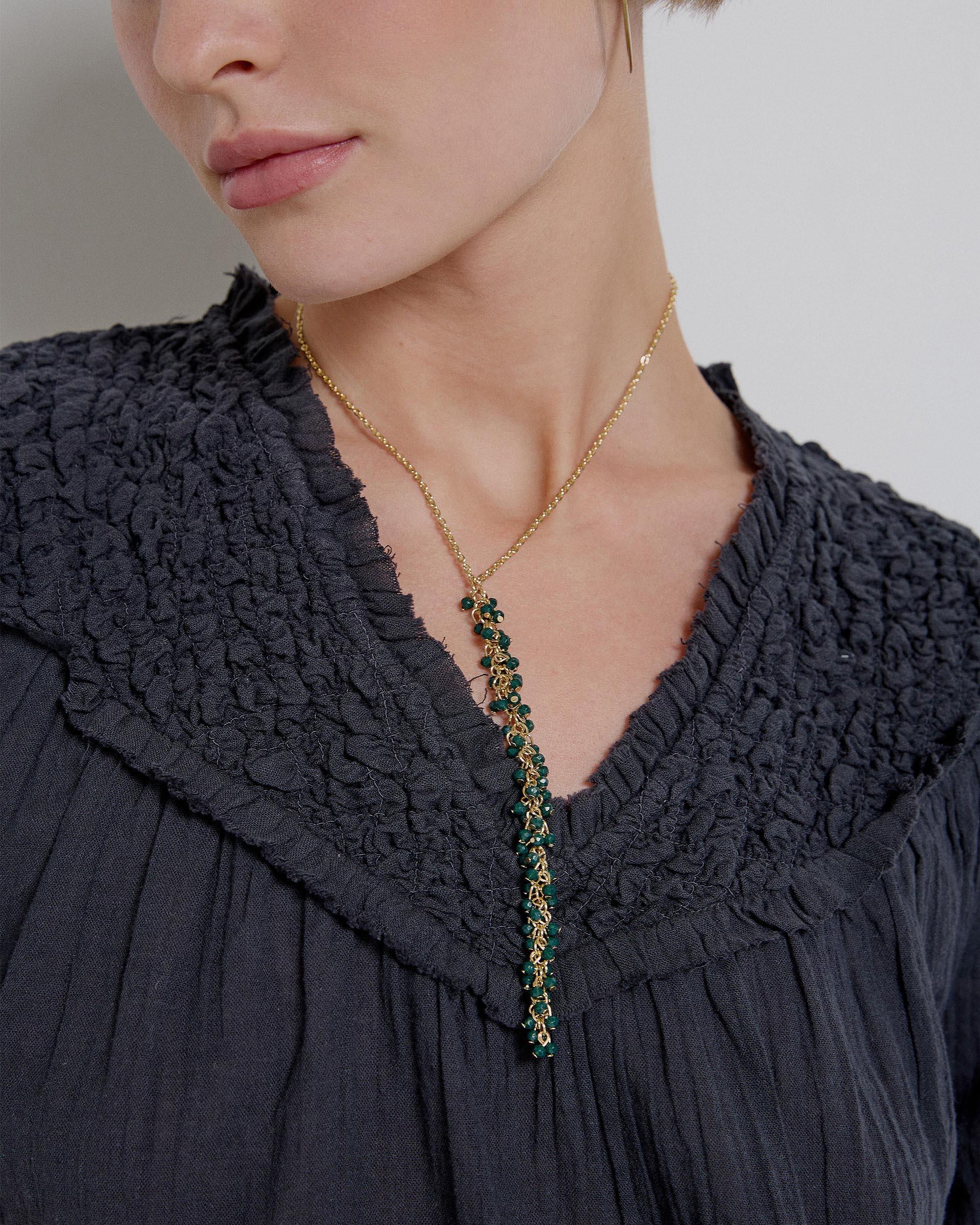 Collar Corbetero Tira Bolitas Verde