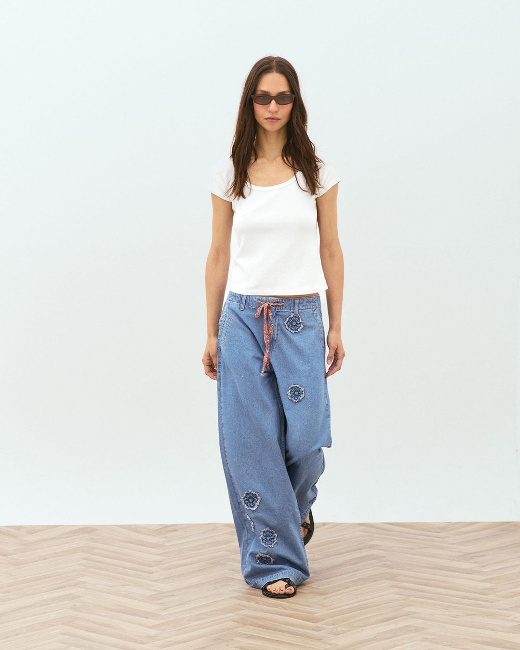 Jeans Parches Florales Azul