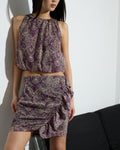 Minifalda Volante Estampado Morado