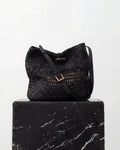 Bolso Hombro Rafia Troquelados Negro