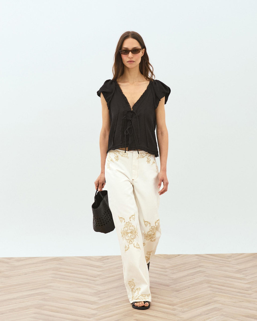 Blusa Lazadas Delanteras Negro
