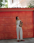 Pantalón Wide Leg Pinzas Beige