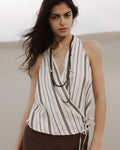 Top Cruzado Rayas Beige