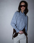 Blusa Nido De Abeja Cuello Azul Claro
