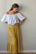 Falda bámbula zigzag mostaza