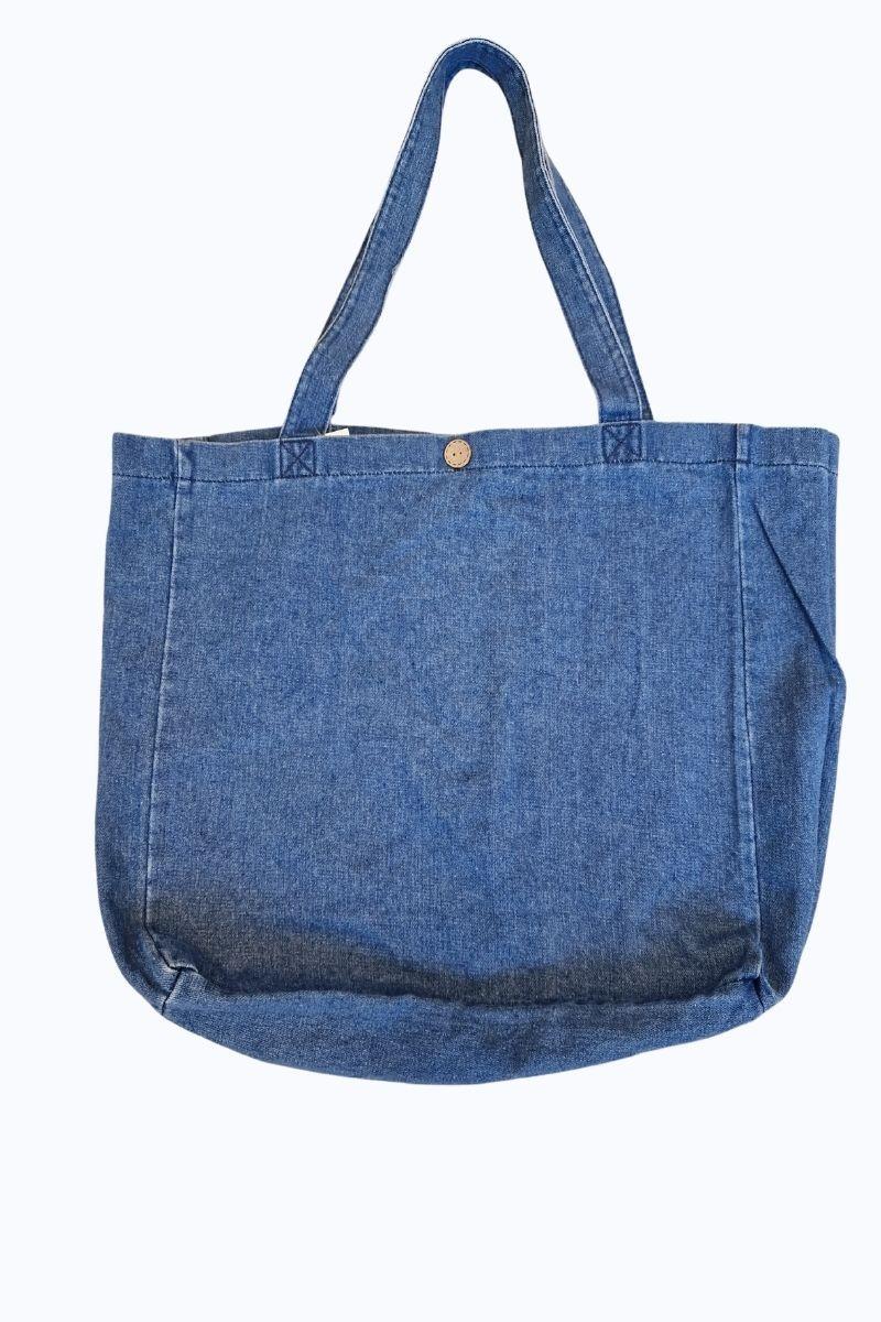 Bolso de tela vaquera oscuro con opción de personalizarlo