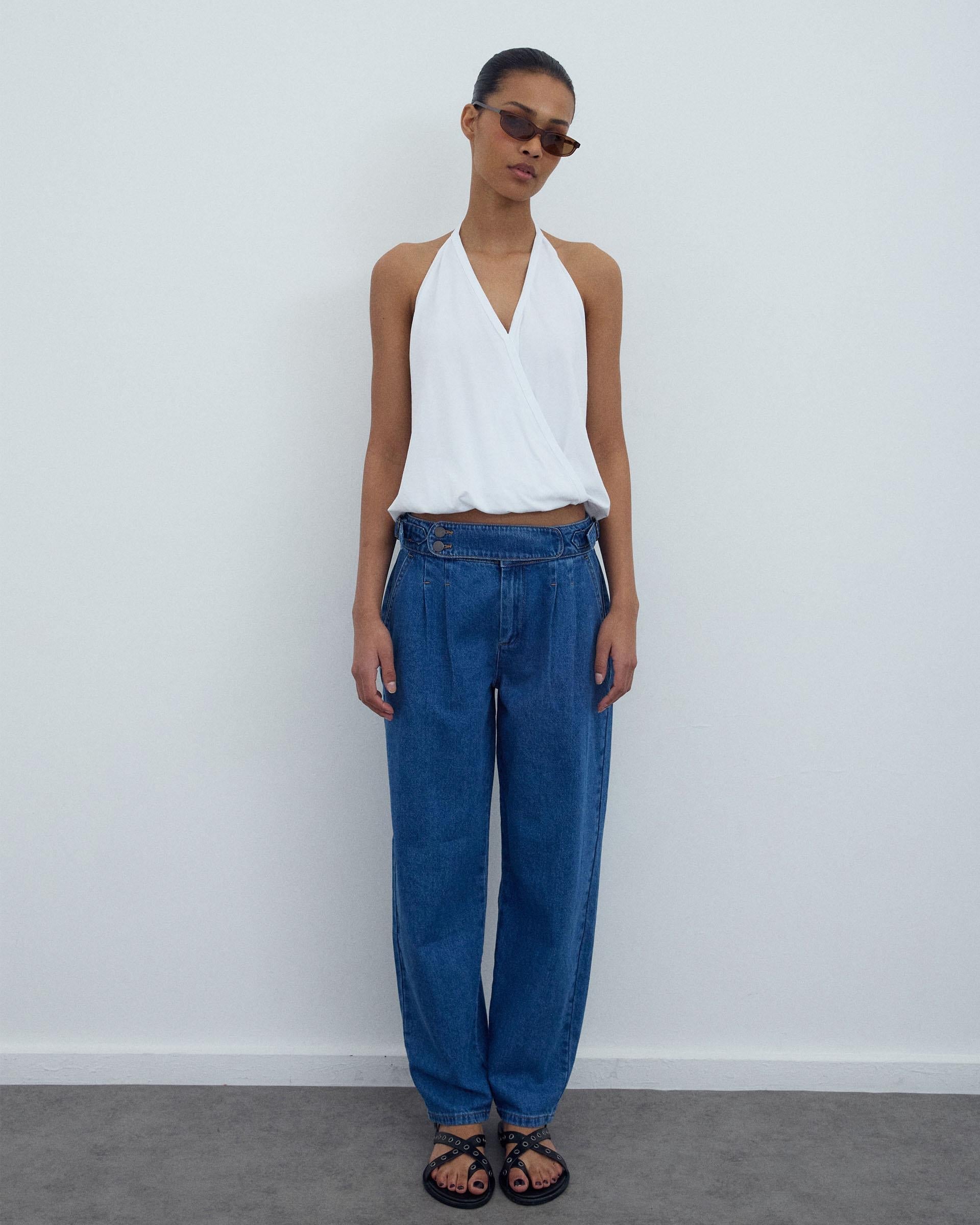 Jeans Pieza Delantera Azul