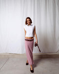Falda Fluida Cuadros Rosa