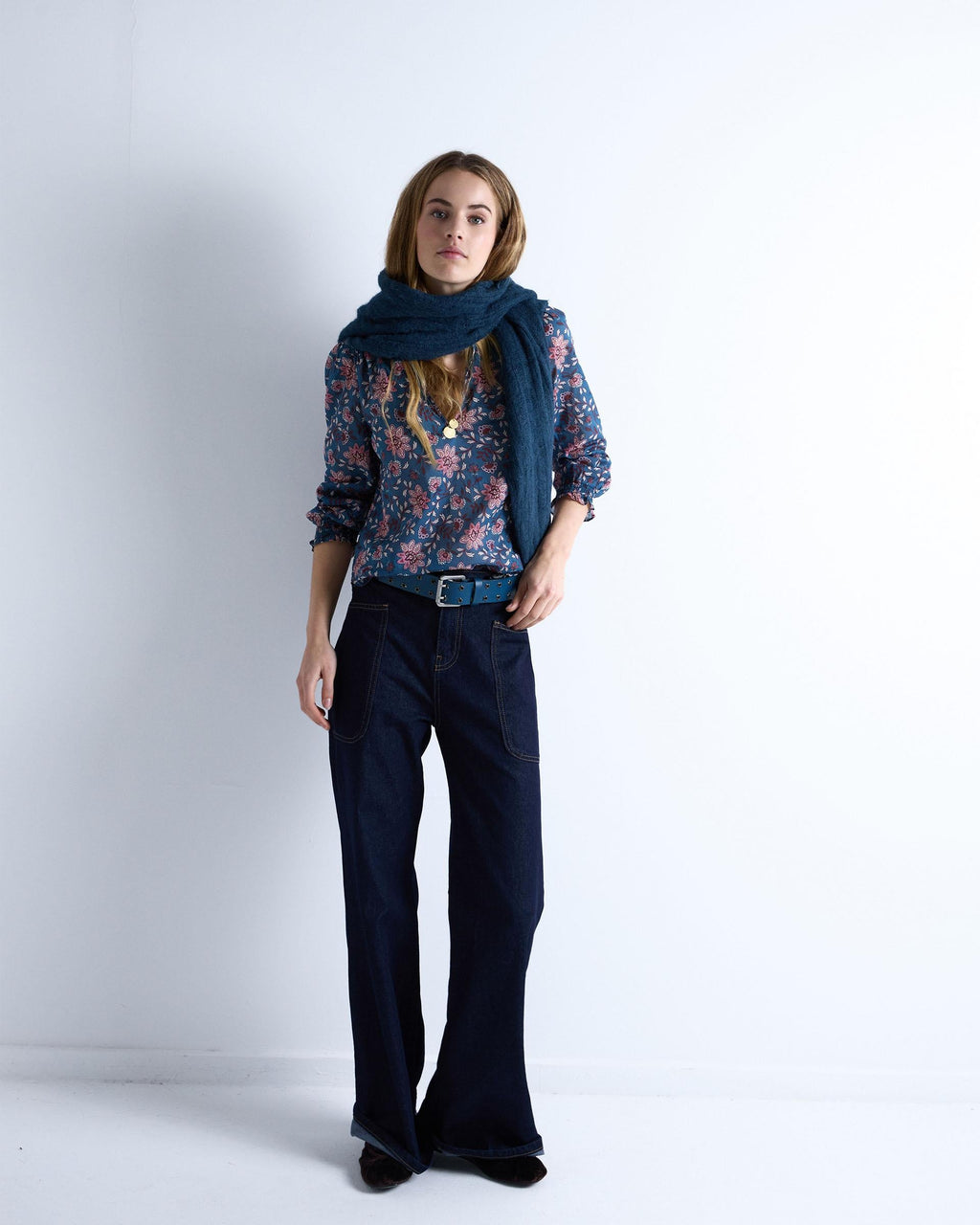 Blusa Estampado Floral Azul