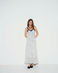 Vestido Fruncidos Estampado Floral Blanco