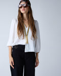Blusa Manga Abullonada Blanca