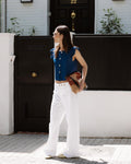 Jeans Cinturilla Pieza Botones Blanco
