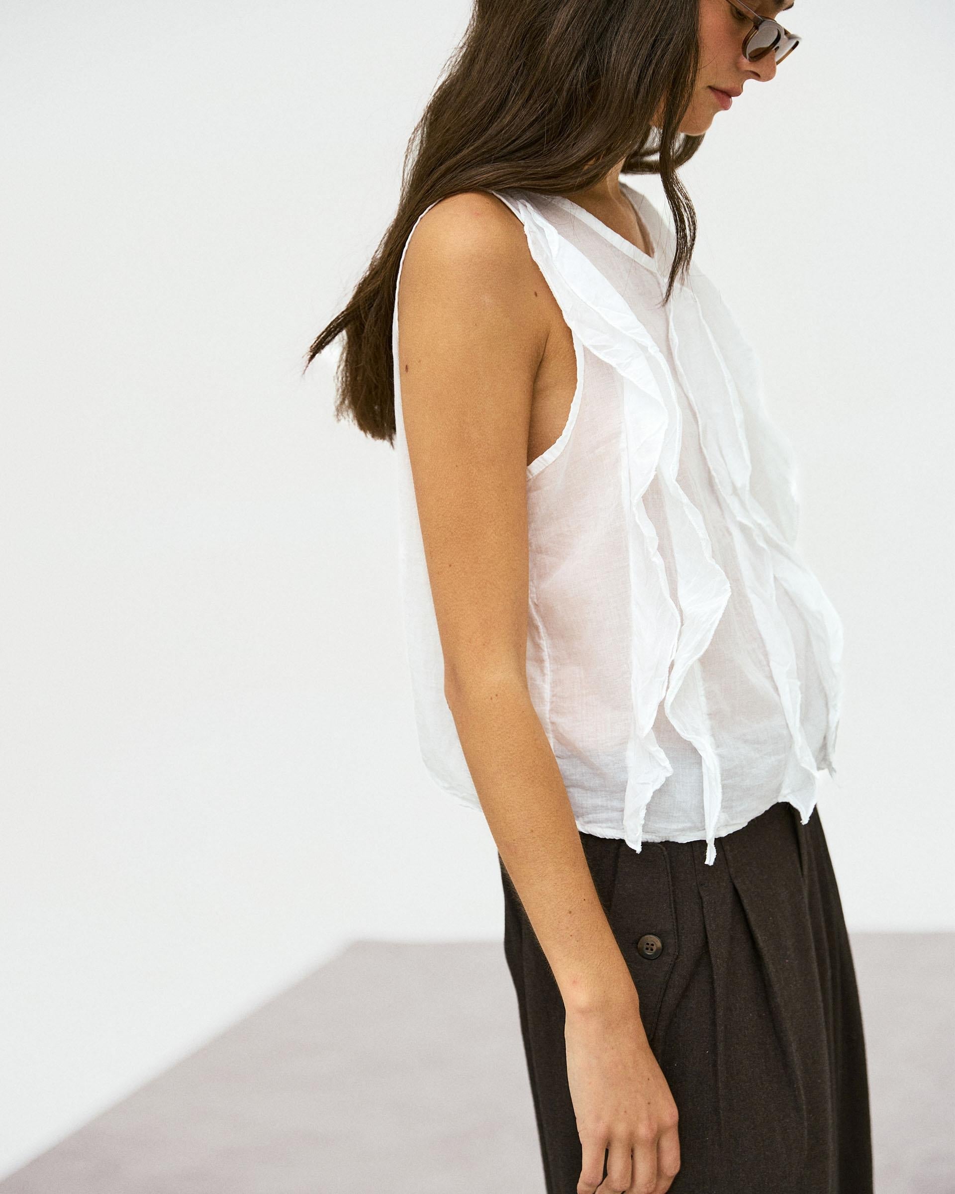 Blusa Volantes Delanteros Blanca
