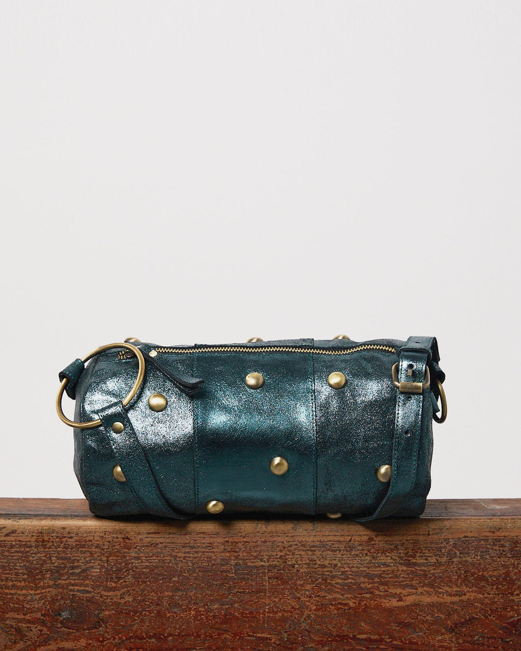 Bolso Tachas Mini Brillo Petróleo