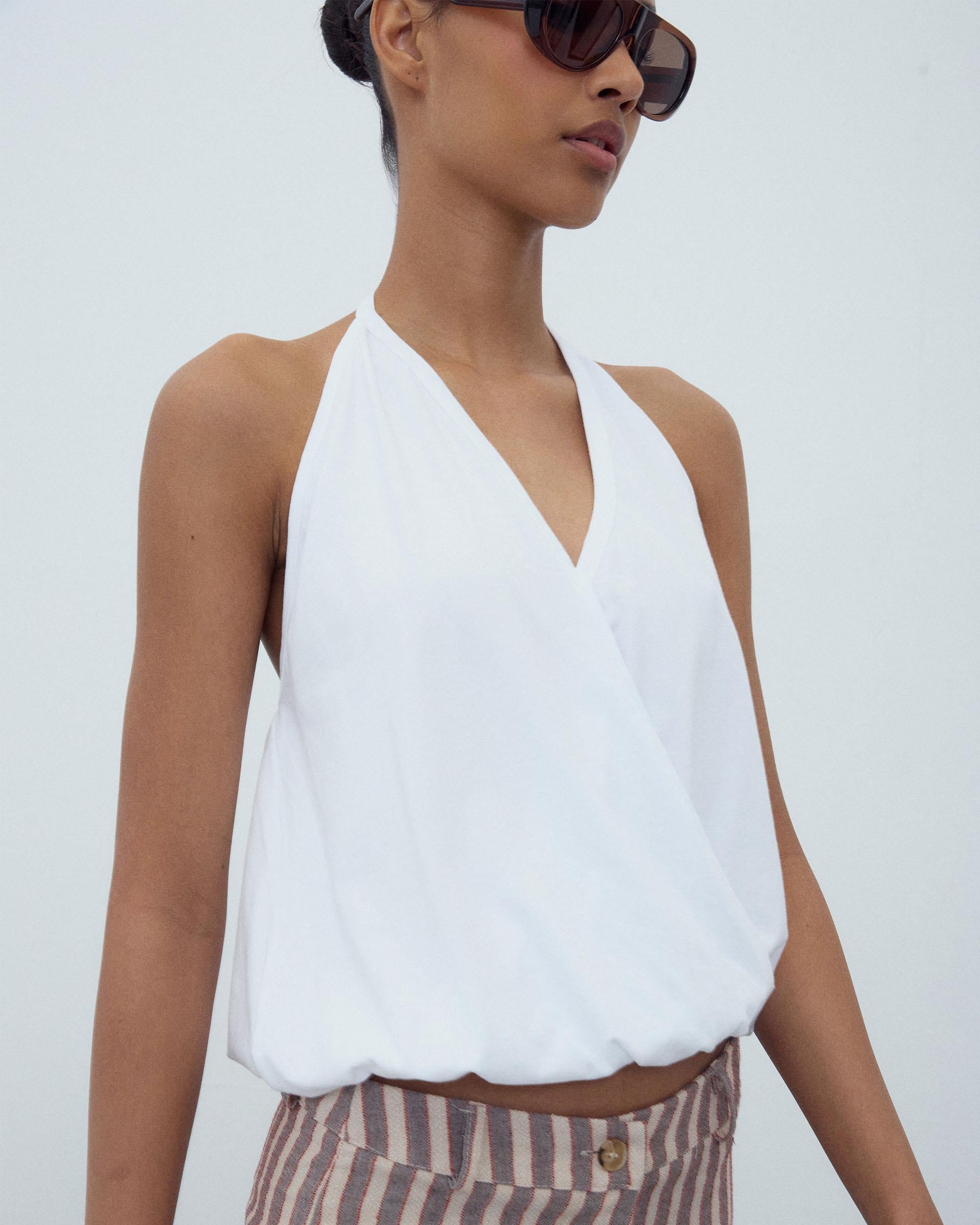 Camiseta Halter Cruzada Blanco