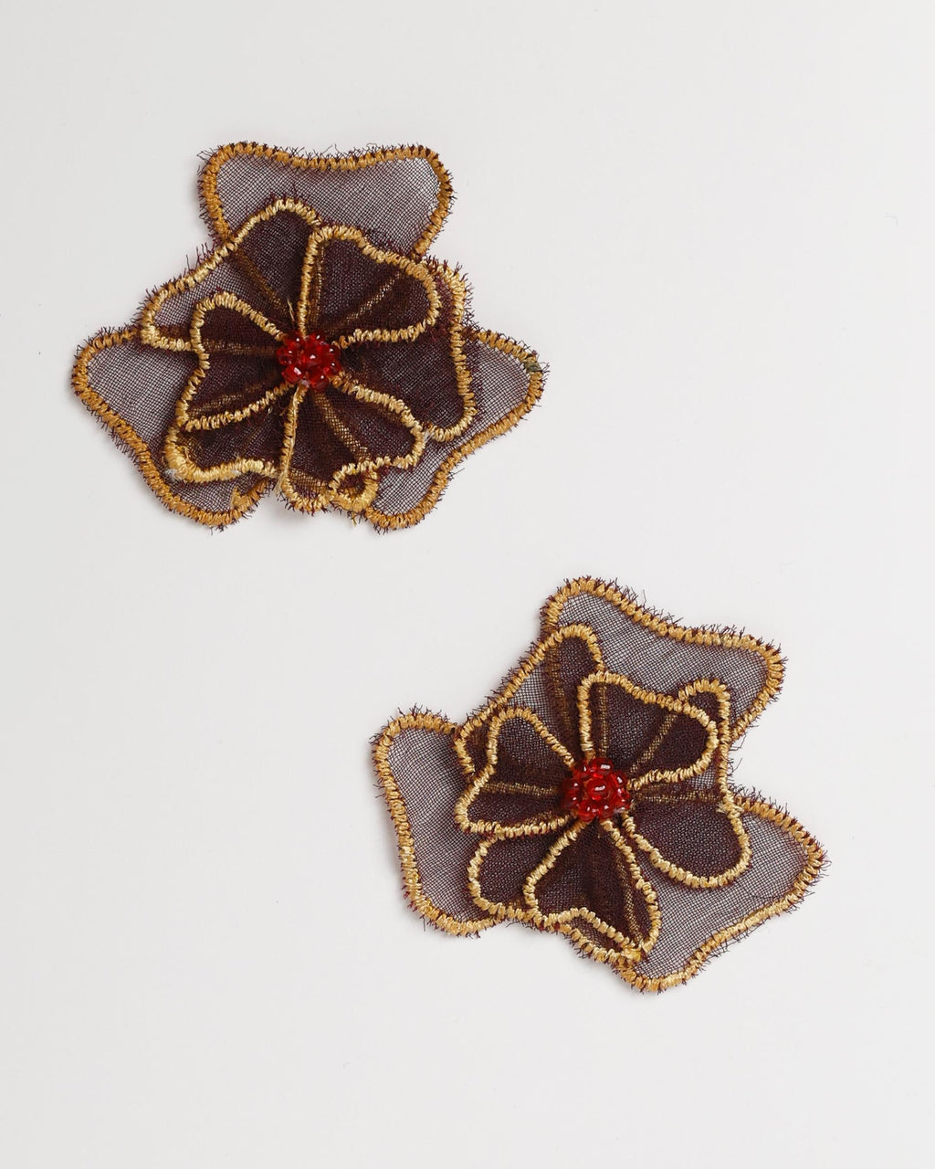 Pendientes Tela Flor Granate