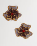 Pendientes Tela Flor Granate