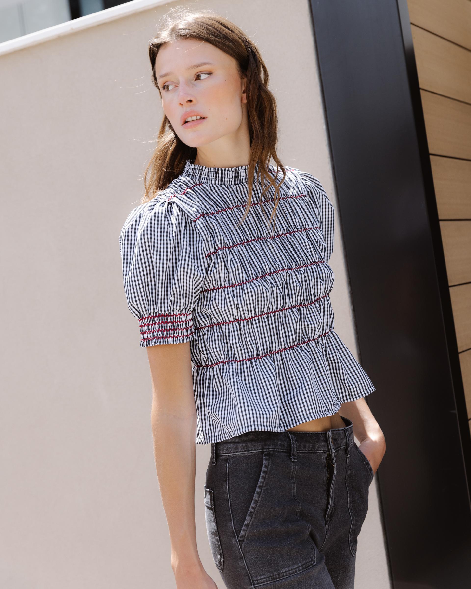 Blusa Gomas Cuadros Vichy Negro