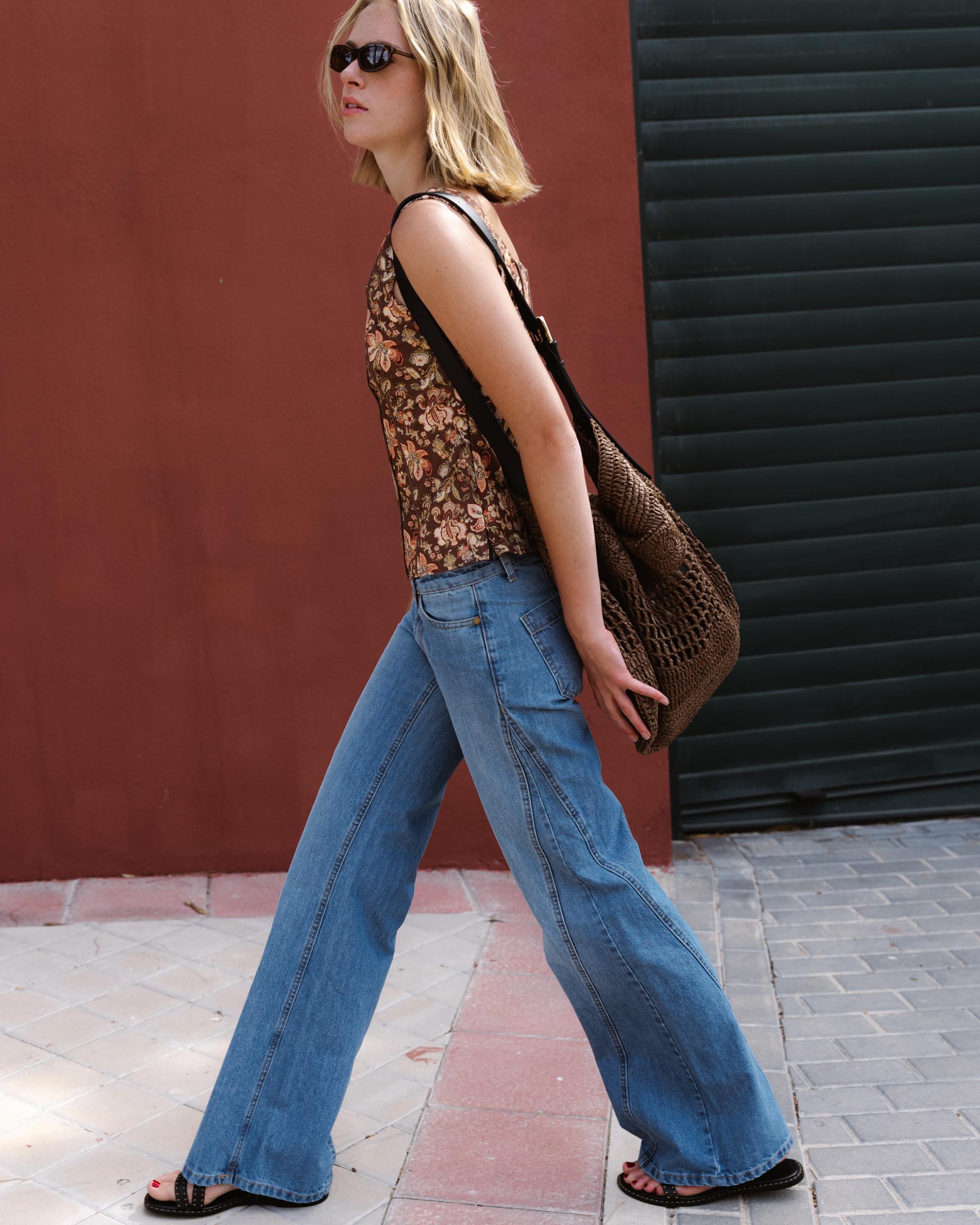 Jeans Cuñas Lateral Azul