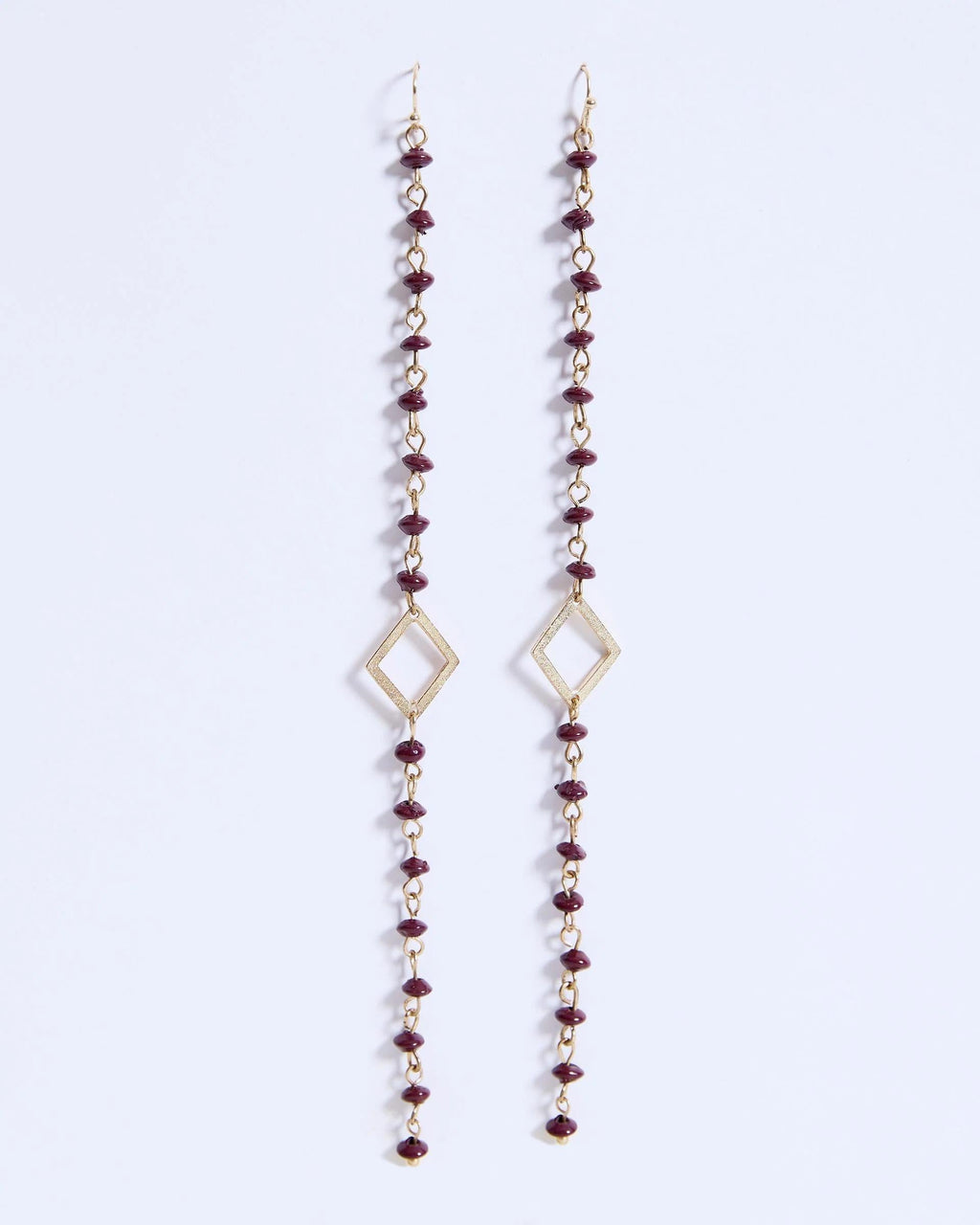 Pendientes Tiras Piedras Rombo Granate