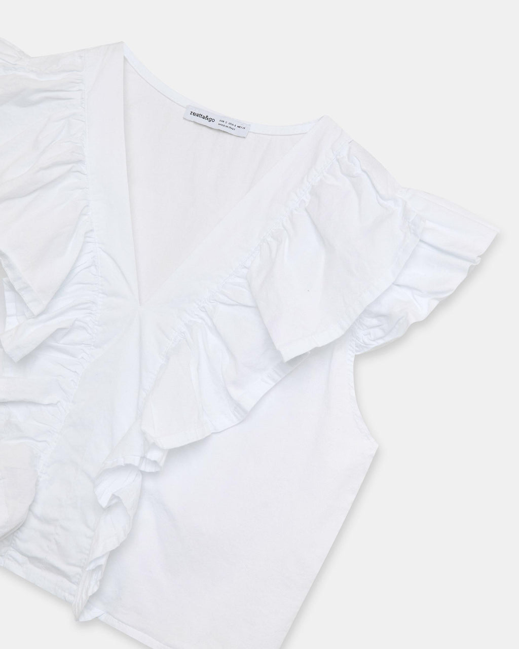 Top Escote Pico Volantes Blanco