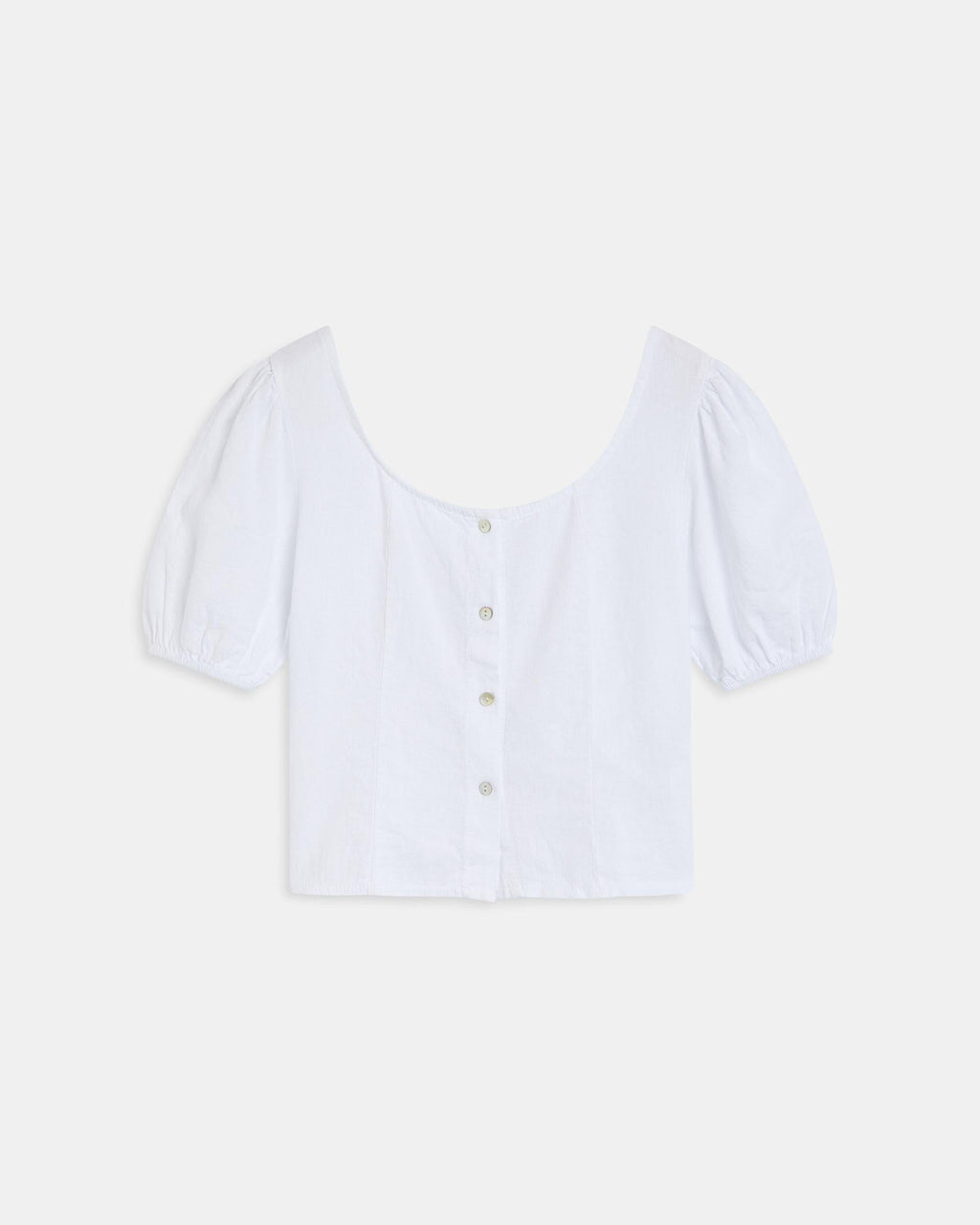 Top Manga Corta Botones Con Lino Blanco